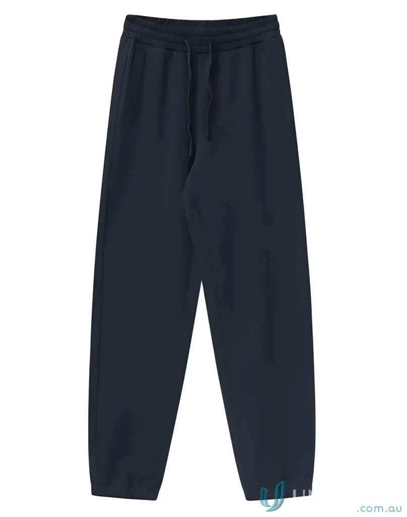 Dark navy airlayed cvc sweat pants with drawstring waistband and tapered legs perfect for workwear uniforms