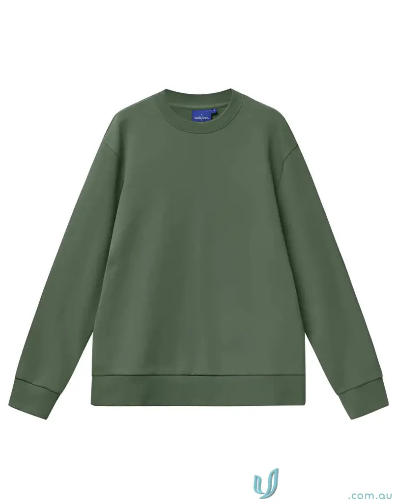 Olive green CVC crew neck sweater perfect for everyday wear from Airlayed