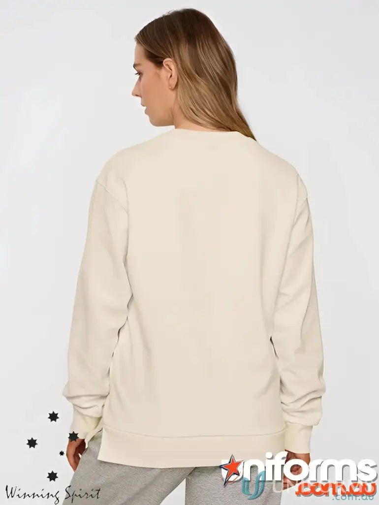 Beige long-sleeved crew neck sweater for everyday wear from Airlayed CVC Crew Neck Sweater
