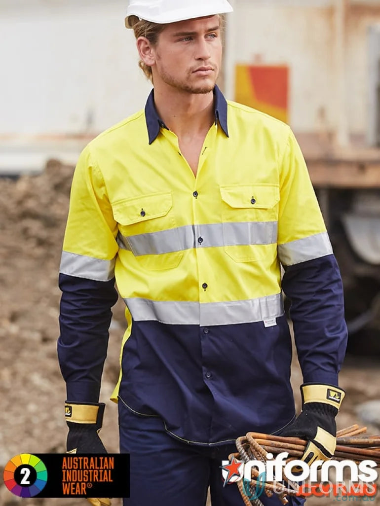 High-visibility AIW Cool-Breeze L/S Safety Shirt with Scotchlite™ reflective tapes for demanding work environments