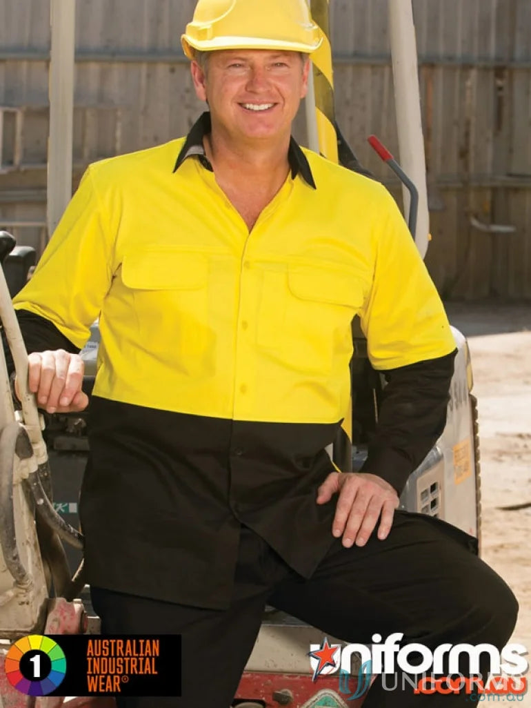 Craftsman wearing AIW Easy Breeze Safety Shirt showing spirit AIW safety features