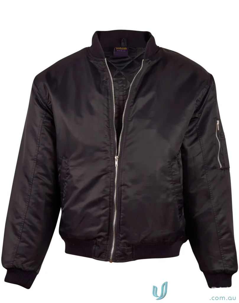 Black bomber jacket from AIW Flying Jacket with rain hood and fj02 flying jacket style