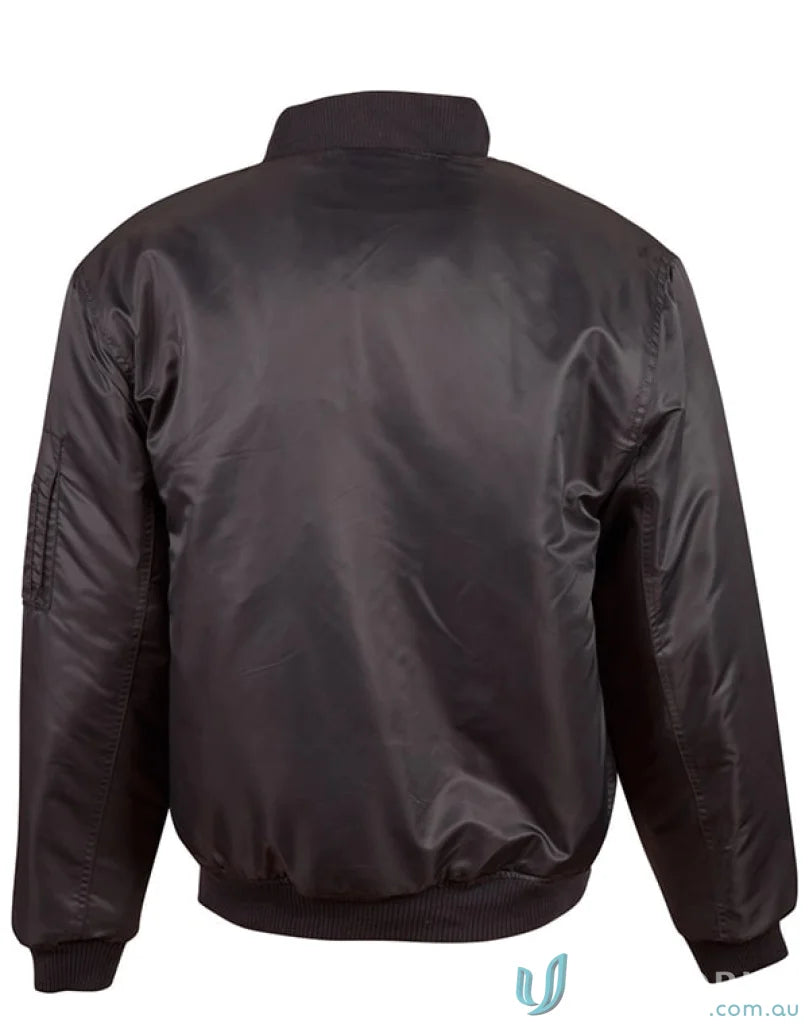 Black bomber jacket from AIW Flying Jacket with fj02 flying jacket style and rain hood