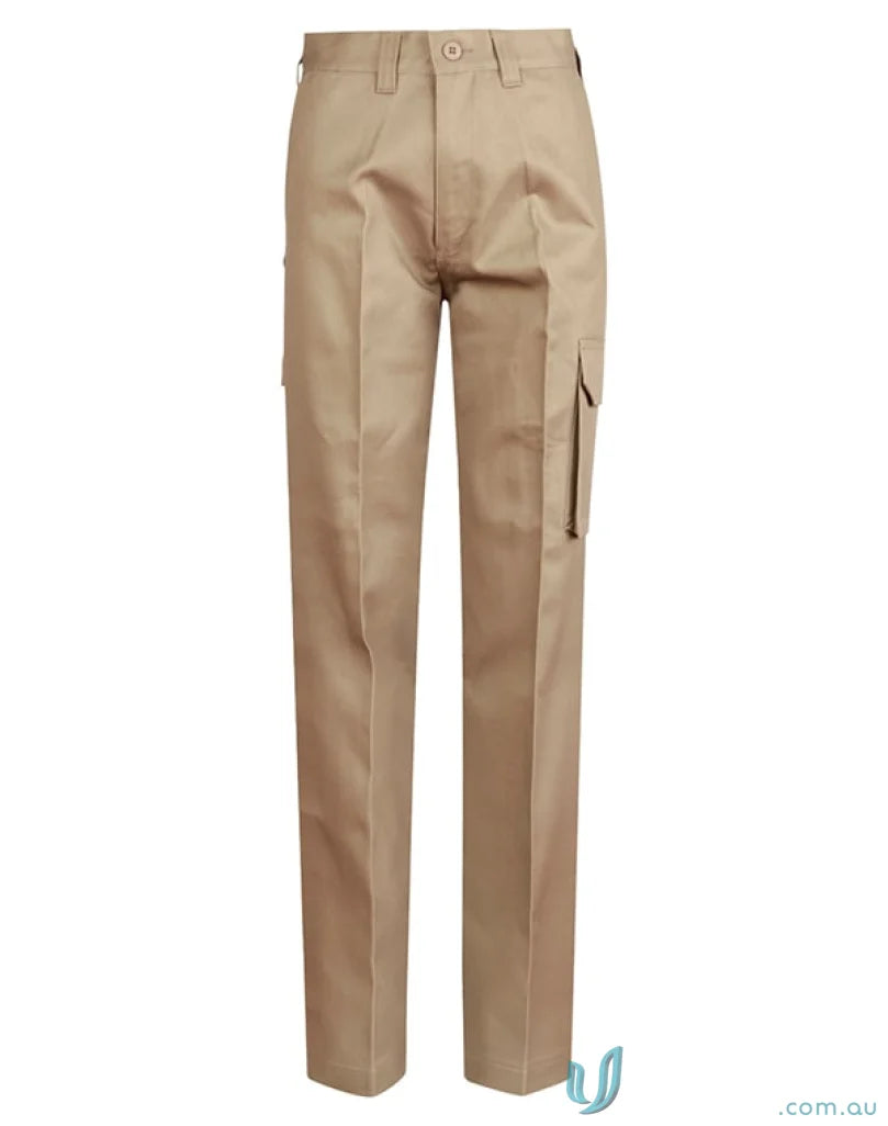 Light brown AIW Heavy Cotton Pre-Shrunk Drill Pants with side pockets, made from pre-shrunk drill fabric