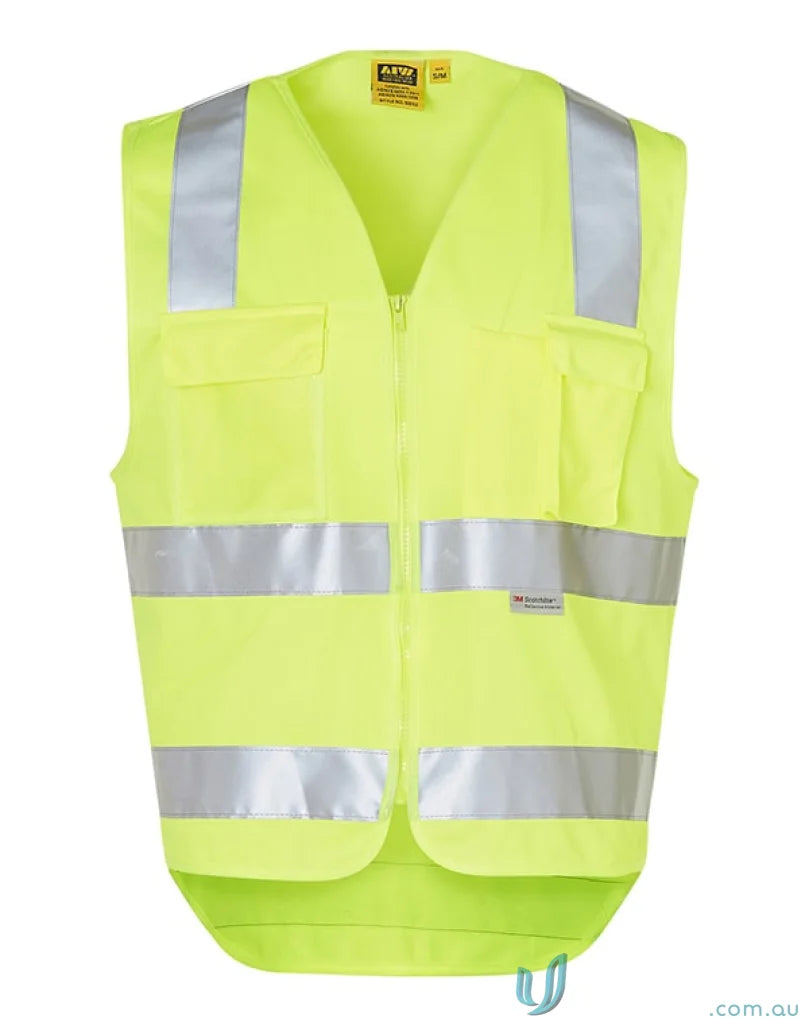 Neon yellow safety vest with reflective stripes from Spirit AIW taped vest collection