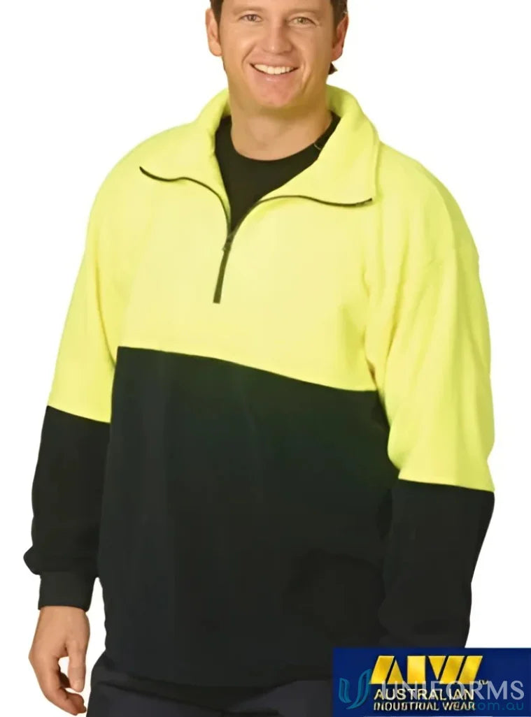 Two-tone Hi-Vis Polar Fleece Half Zip Pullover for visibility and warmth
