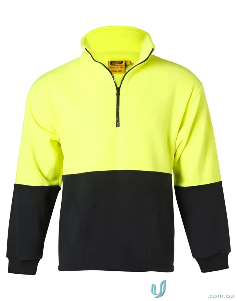 Two-tone high visibility polar fleece half zip pullover perfect for safety in AIW HiVis Polar Fleece