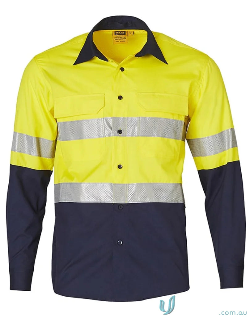 High-visibility AIW HiVis Rip-Stop LS Shirt with reflective tape and SW69 rip-stop fabric