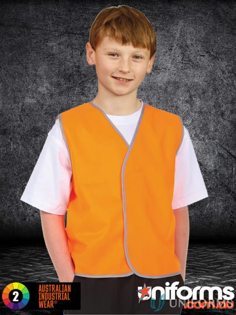 Child’s orange kids safety vest from AIW Kids with a winning spirit sw02k design