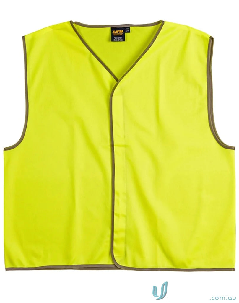 Neon yellow kids safety vest from AIW Kids with winning spirit sw02k design