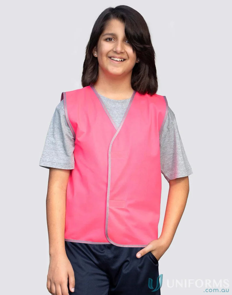 Pink safety vest for kids showing AIW Kids design, perfect for kids safety vest fans