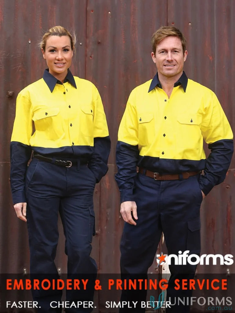 Matching AIW Safety Cotton Drill Safety Shirt with two button-down chest pockets