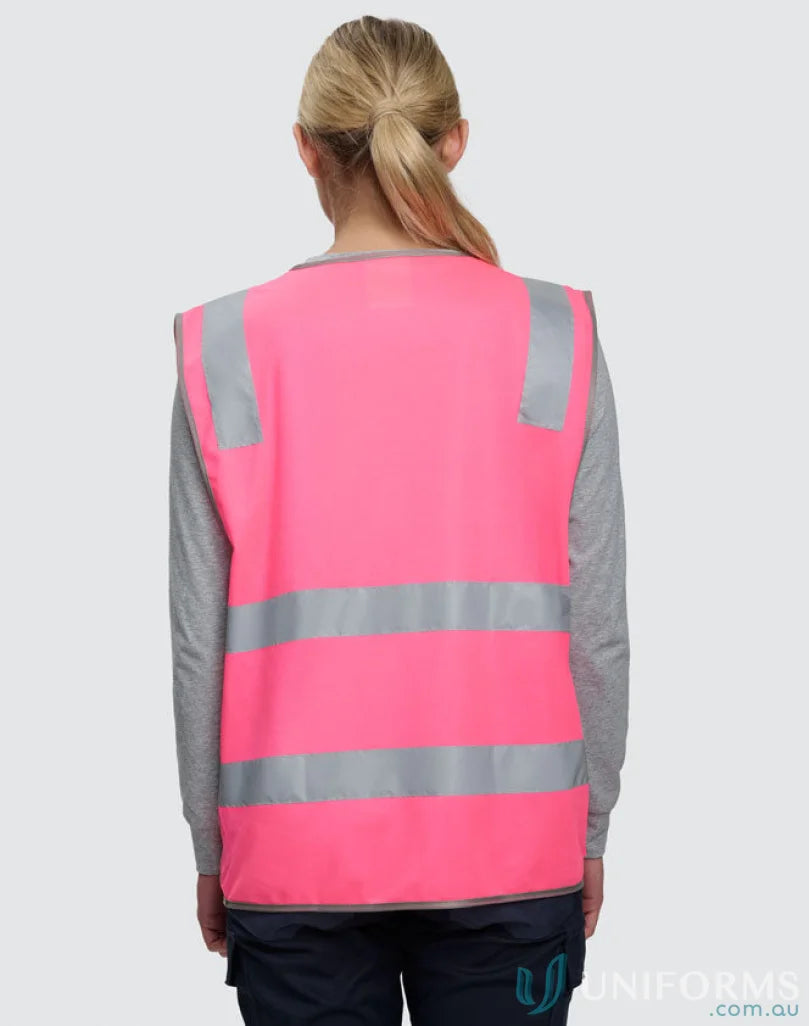 Pink sw43 safety vest with high visibility reflective stripes for AIW Safety products