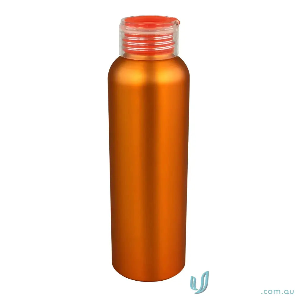 Orange metal water bottle from Aland 600ml Aluminium Water Bottle with Flip-Open Holder