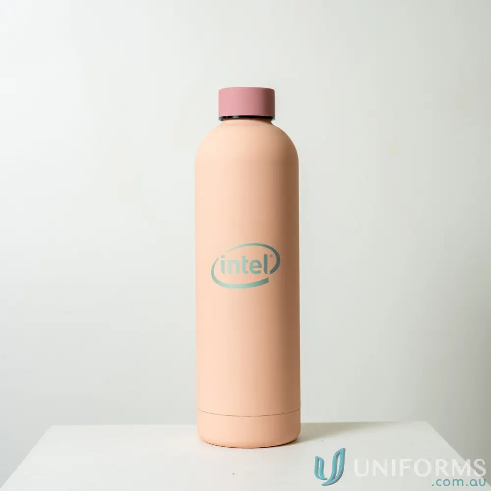 Peach-colored Allegra 750ml Stainless Steel Vacuum Insulated Drink Bottle with Pink Lid