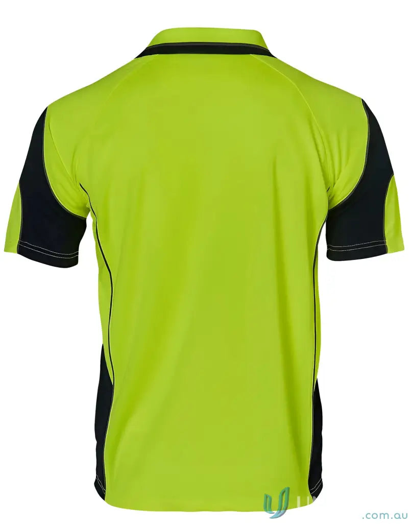 Chartreuse and black Alliance SS Safety Polo in mini waffle fabric with winning spirit alliance design