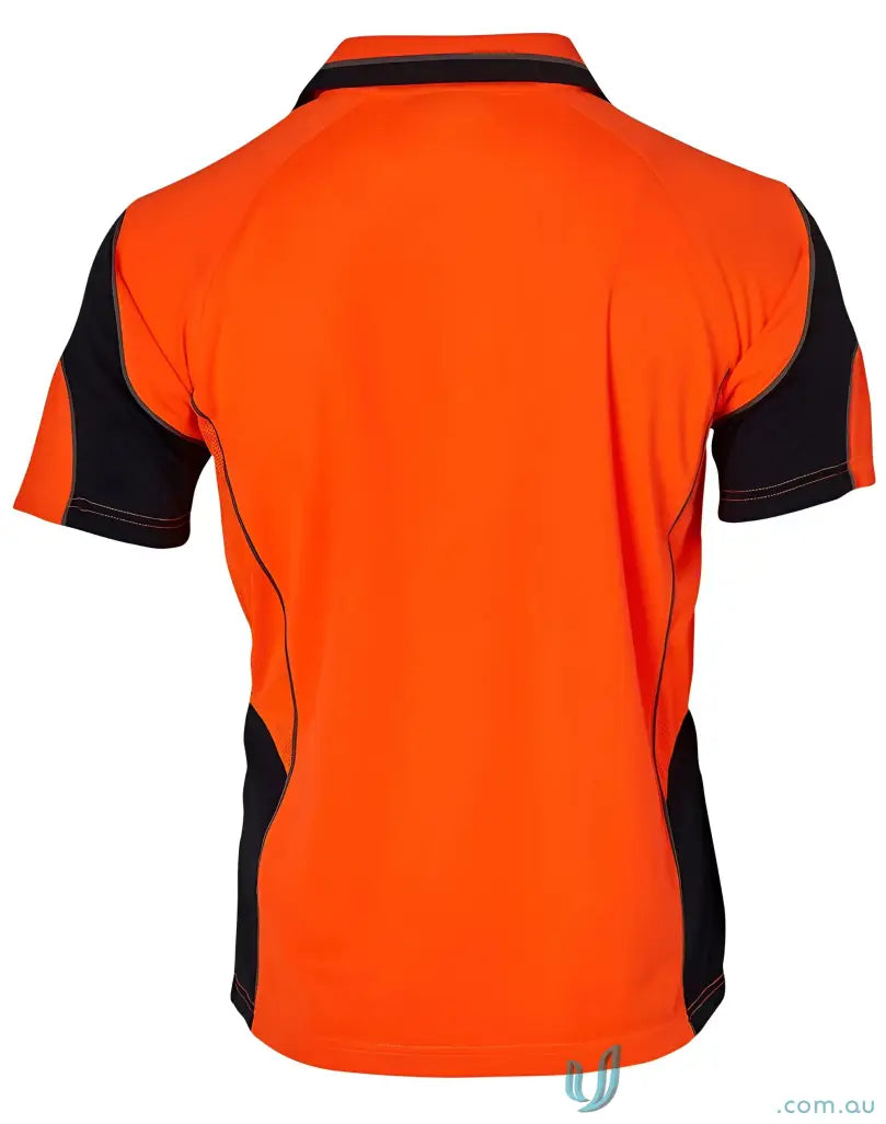 Orange and black Alliance SS Safety Polo with mini waffle fabric, perfect for winning spirit alliance fans