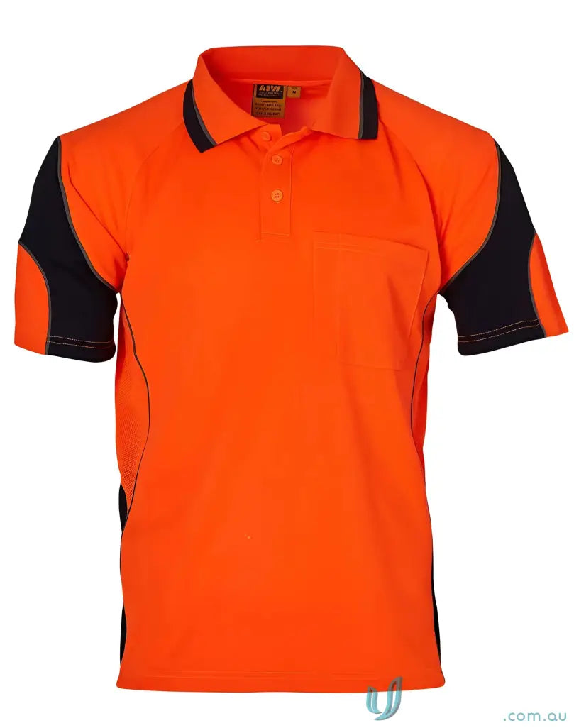 Orange and black Alliance SS Safety Polo shirt in mini waffle fabric for winning spirit alliance