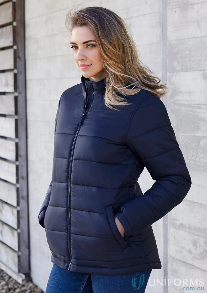 Navy blue Alpine Ladies Puffer Jacket from Biz Collection Women’s alpine jacket line