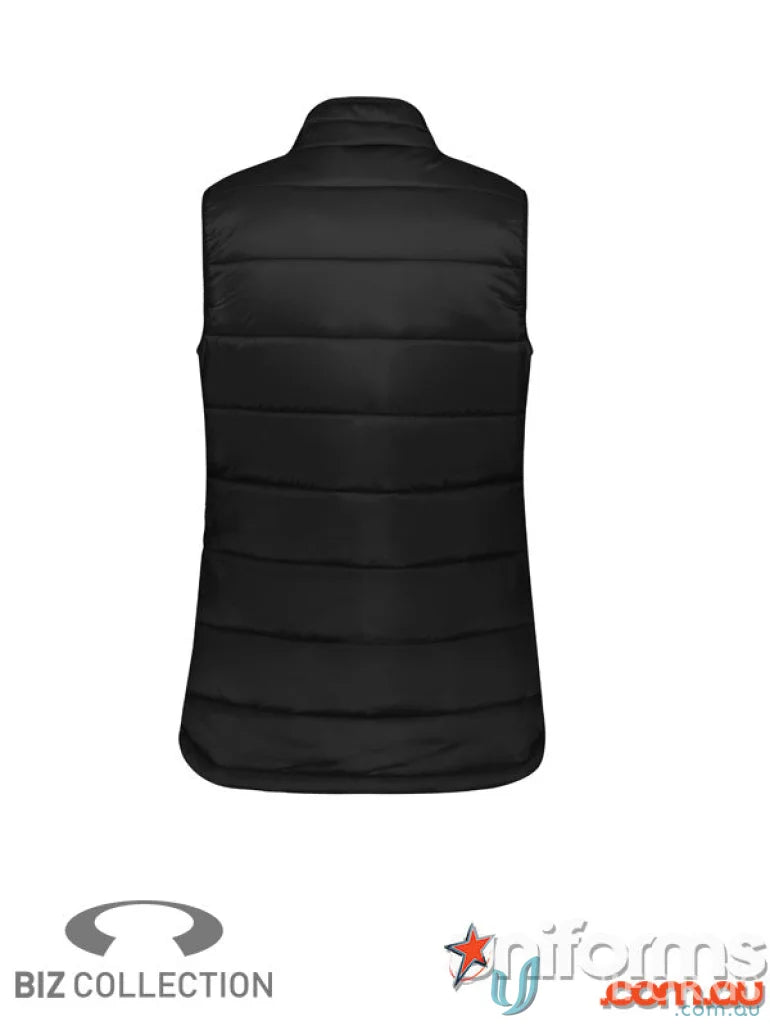 Black quilted women’s alpine vest from Biz Collection Women’s made with recycled PET polyester