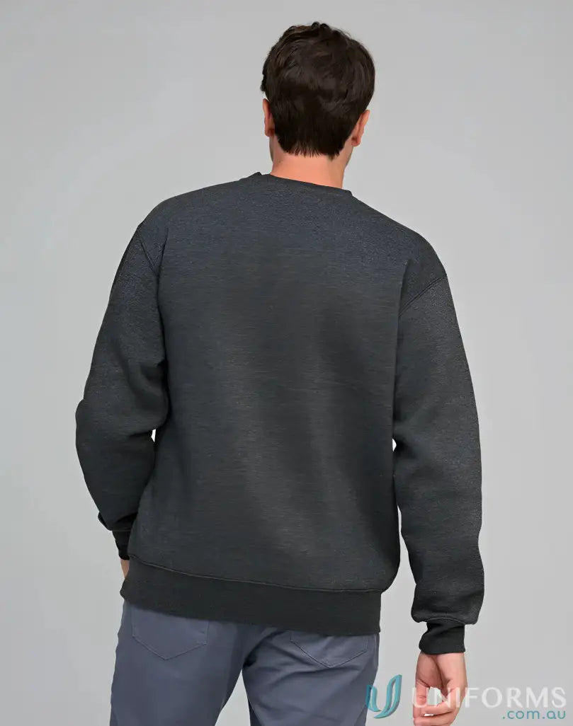 Gray crew neck fleece sweatshirt from American Style Fleece Sweatshirt for casual uniforms
