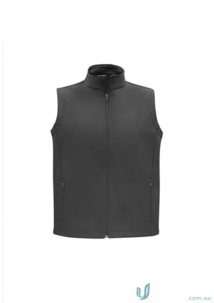 Sleeveless black zip-up vest from Apex Softshell Vest collection J830M for casual wear