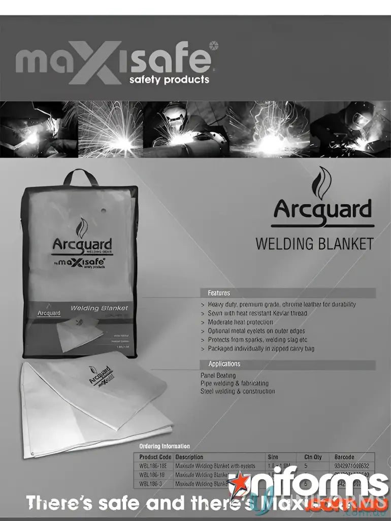 ArcGuard Leather Welding Blanket with Eyelets 1.8m2 for durable welding protection