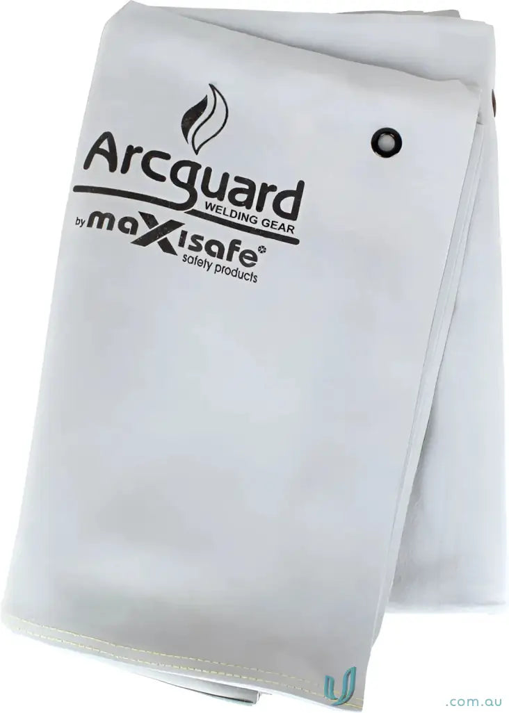 White ArcGuard Leather Welding Blanket with Eyelets for safe welding