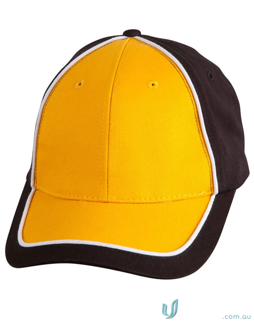 Yellow and brown Arena Cap perfect for uniforms or workwear fashion