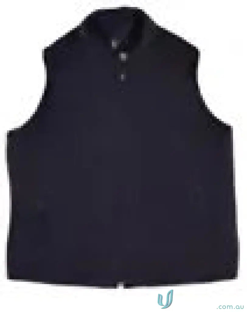 Dark-colored polar fleece vest with collar and buttons, perfect for workwear uniforms