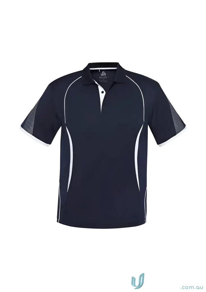 Arjo EMB+P Polo navy blue and white polyester sports interlock polo shirt