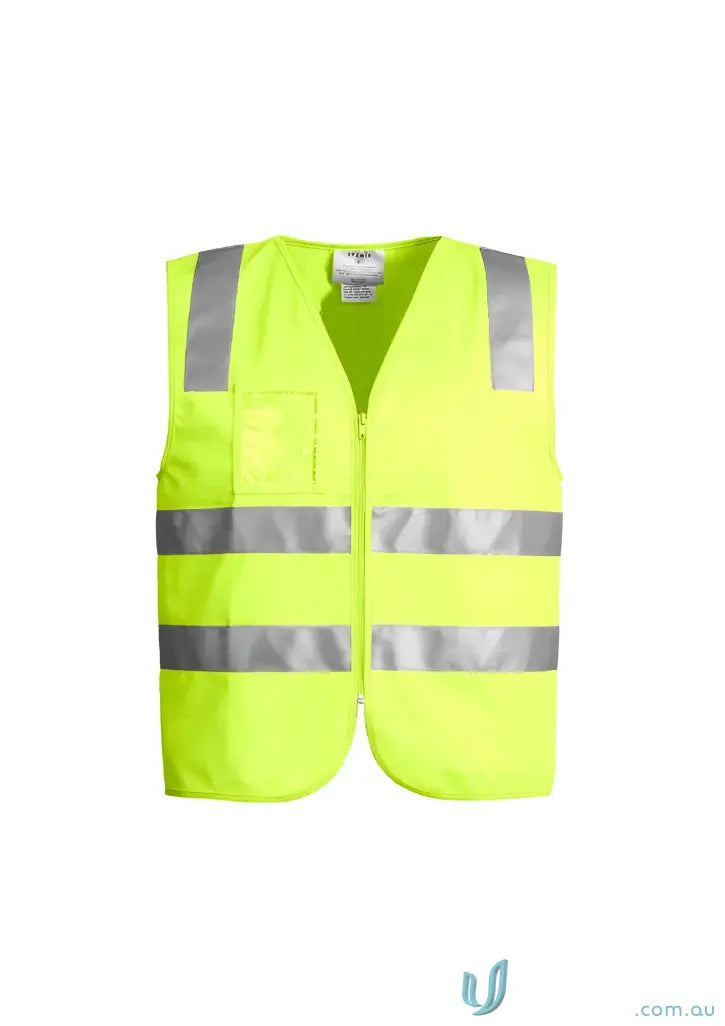 Bright yellow Arjo EMB+P Zip Safety Vest with reflective stripes workwear for safety
