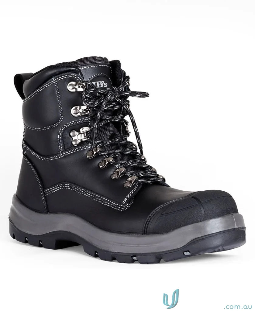 Black leather work boot with durable sole, perfect for uniforms and workwear