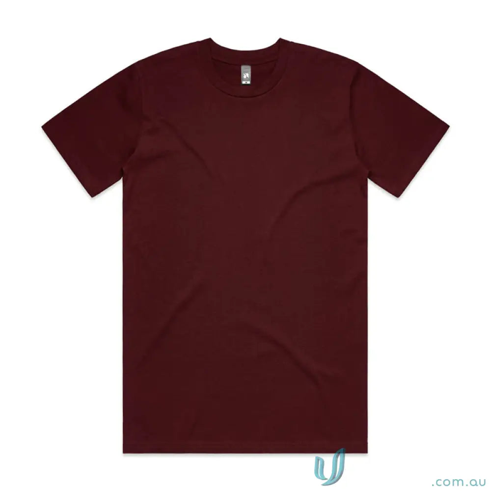 Maroon classic tee with relaxed fit, made of soft combed cotton perfect for casual wear