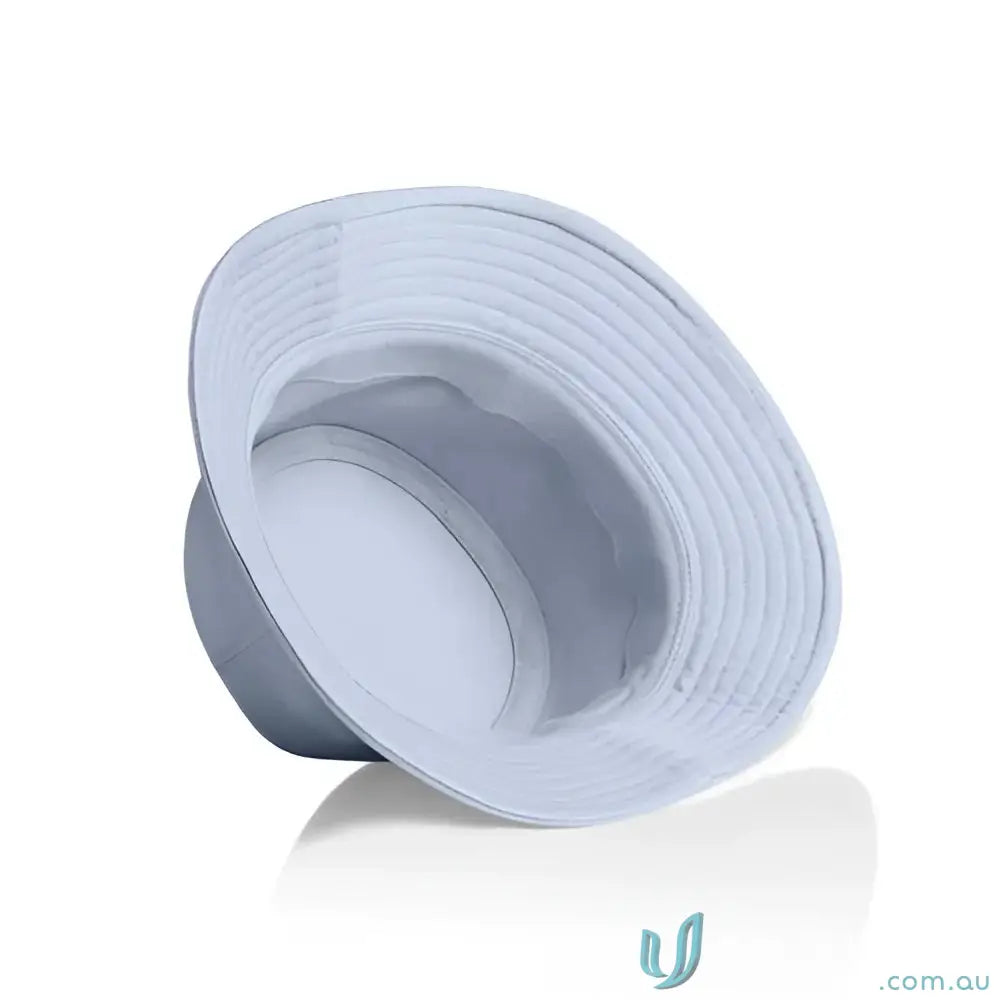 Light blue cotton bucket hat with reinforced brim and wide brim for sun protection