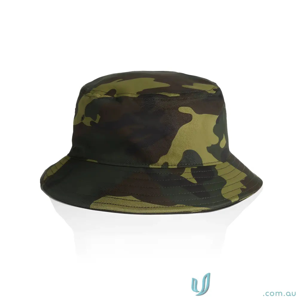 Camo bucket hat with green and brown shades, stylish and durable camo bucket hat