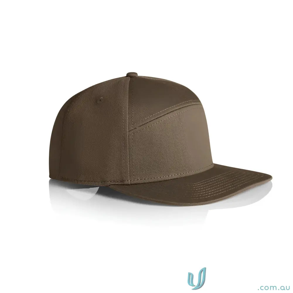Solid brown AS Colour 1184 7-Panel Cap with flat peak and plastic snapback