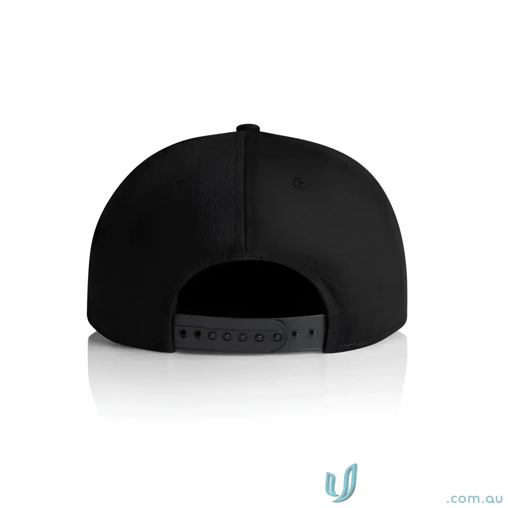 Black AS Colour 1184 flat peak snapback cap with plastic snapback and tonal under-peak lining