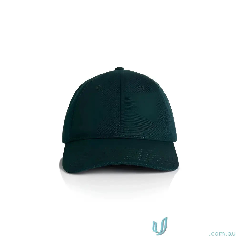 Dark green Access Canvas Cap with curved peak and low-profile six-panel design