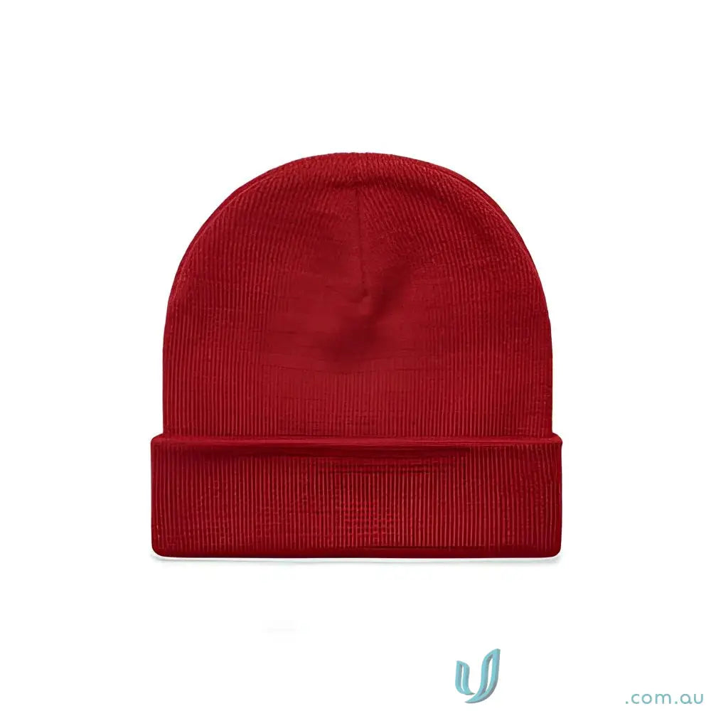 Red knit cuff beanie from AS Colour Cuff Beanie 1107 relaxed fit acrylic knit hat