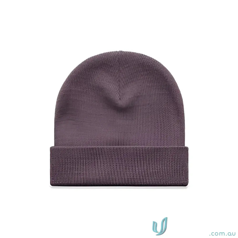 Mauve knit cuff beanie from AS Colour Cuff Beanie 1107 with relaxed fit and acrylic knit