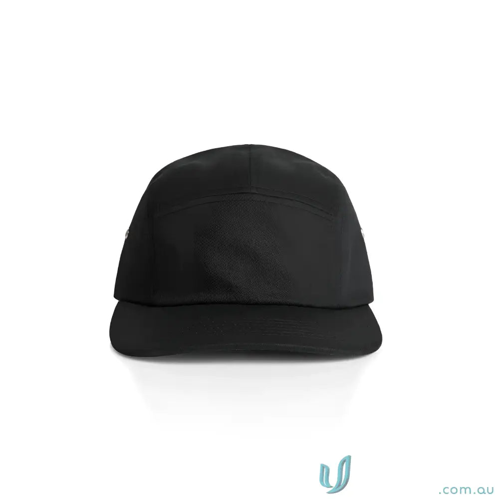Black Finn Five Panel Cap made of durable breathable 100% cotton for style and comfort