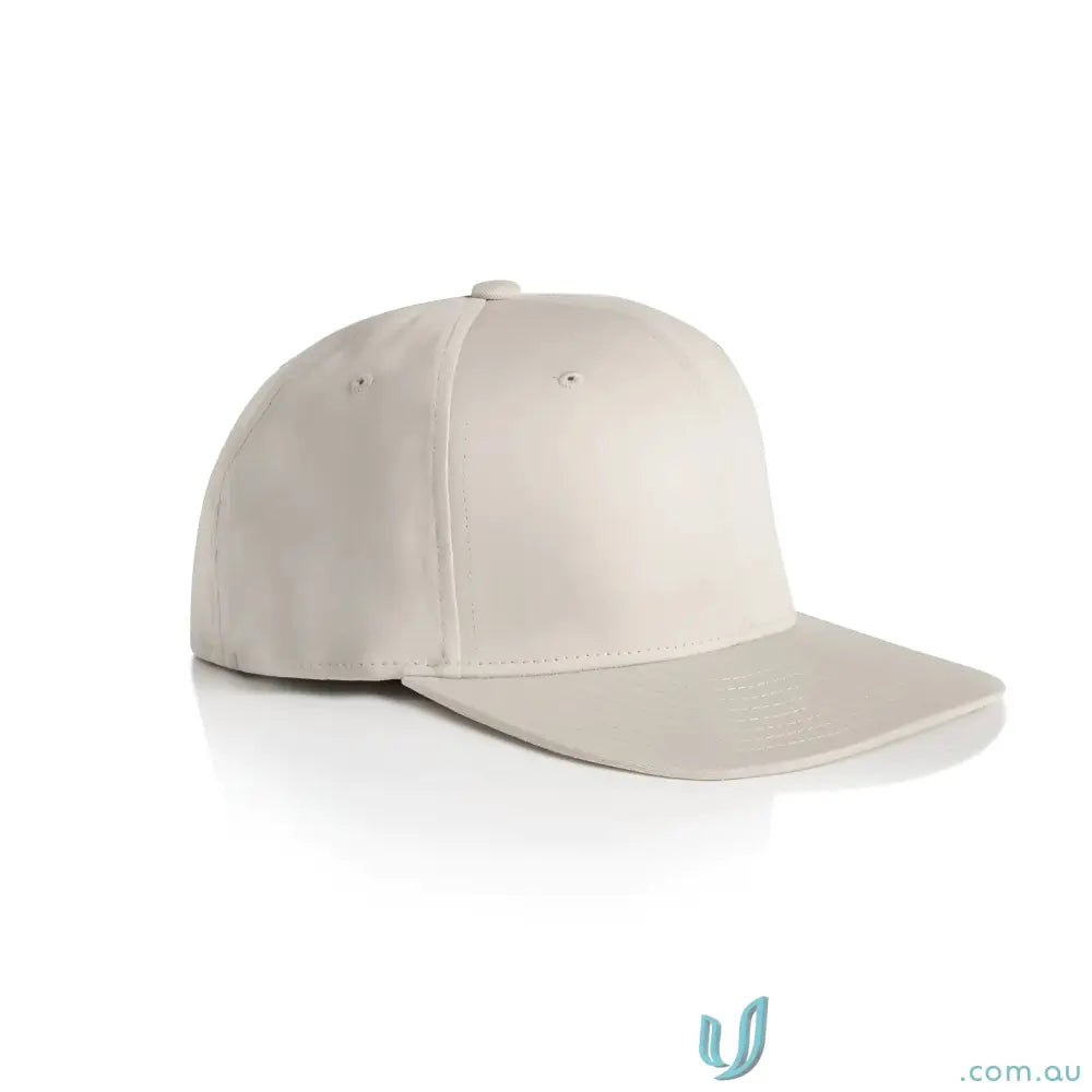 Light beige AS Colour Stock Flex Cap 1106 with flat peak and high profile design