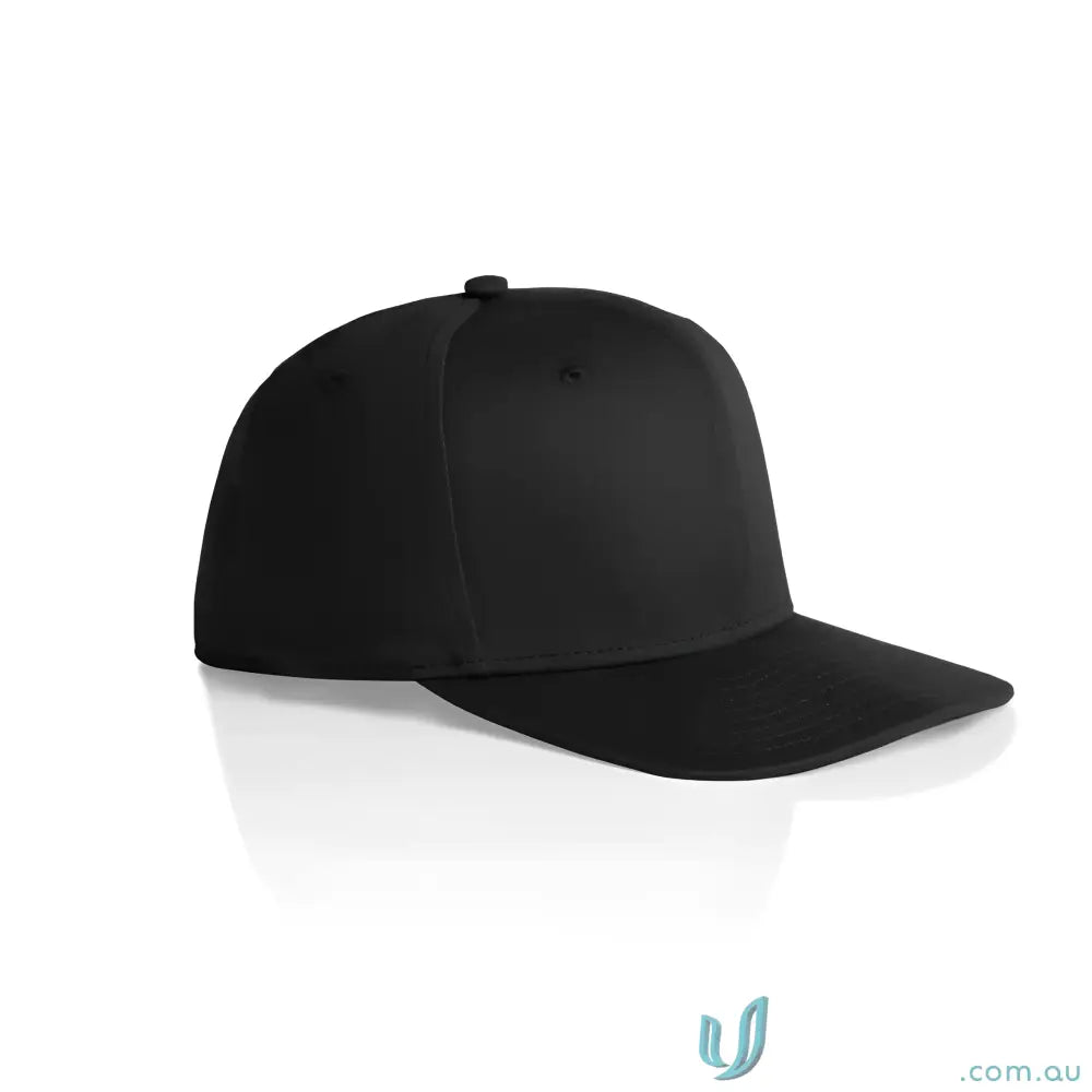 Black plain baseball cap with flat peak from AS Colour Stock Flex Cap 1106