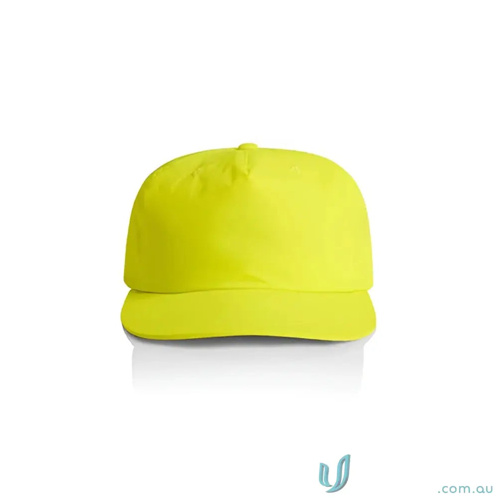 Bright yellow recycled nylon Colour Surf Safety Cap with flat brim and quick-dry features