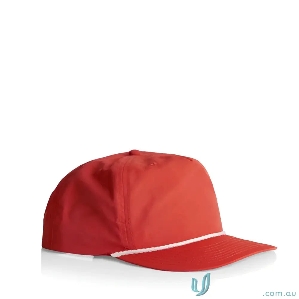 Red recycled nylon Colour Surf Safety Cap with white rope detail, perfect for surf safety