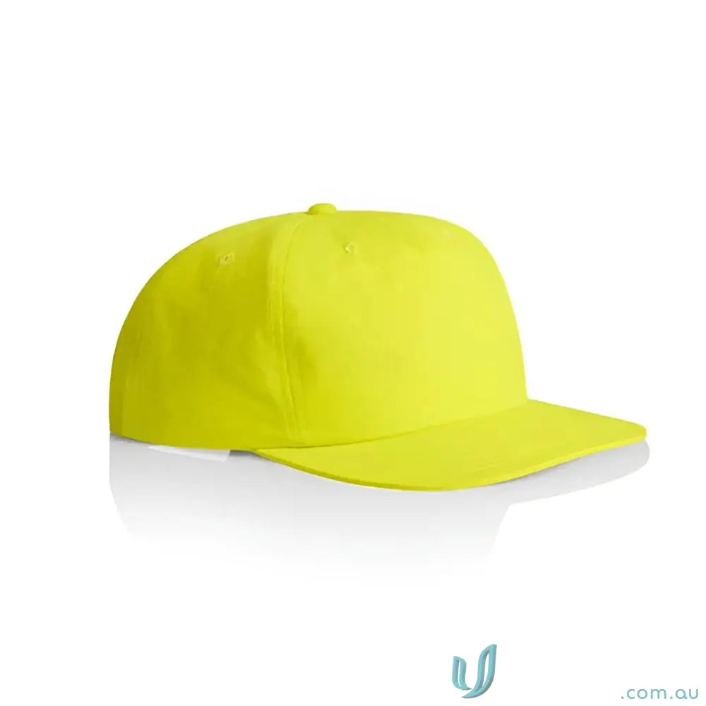 Vibrant yellow recycled nylon Colour Surf Safety Cap with flat brim and snapback style