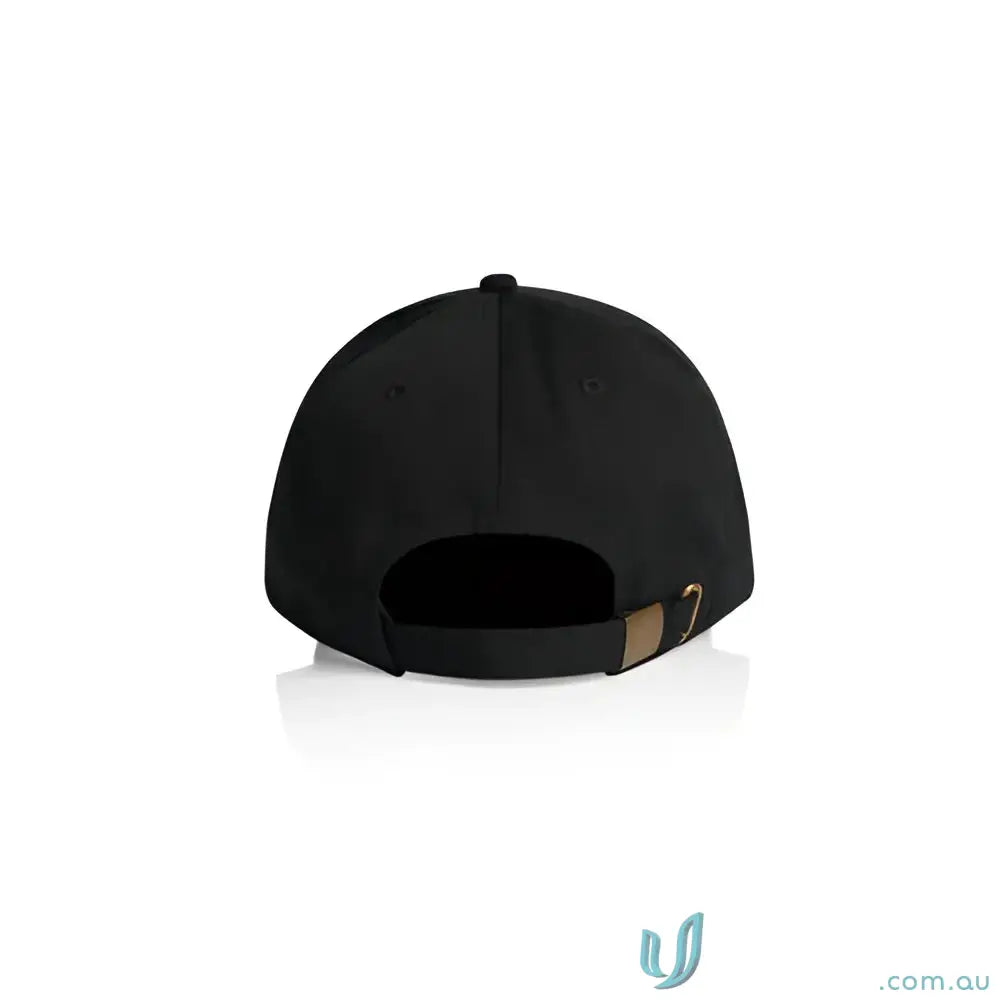 Black AS Colour Women’s Access Cap with bronze buckle, six-panel cap, tonal under-peak lining