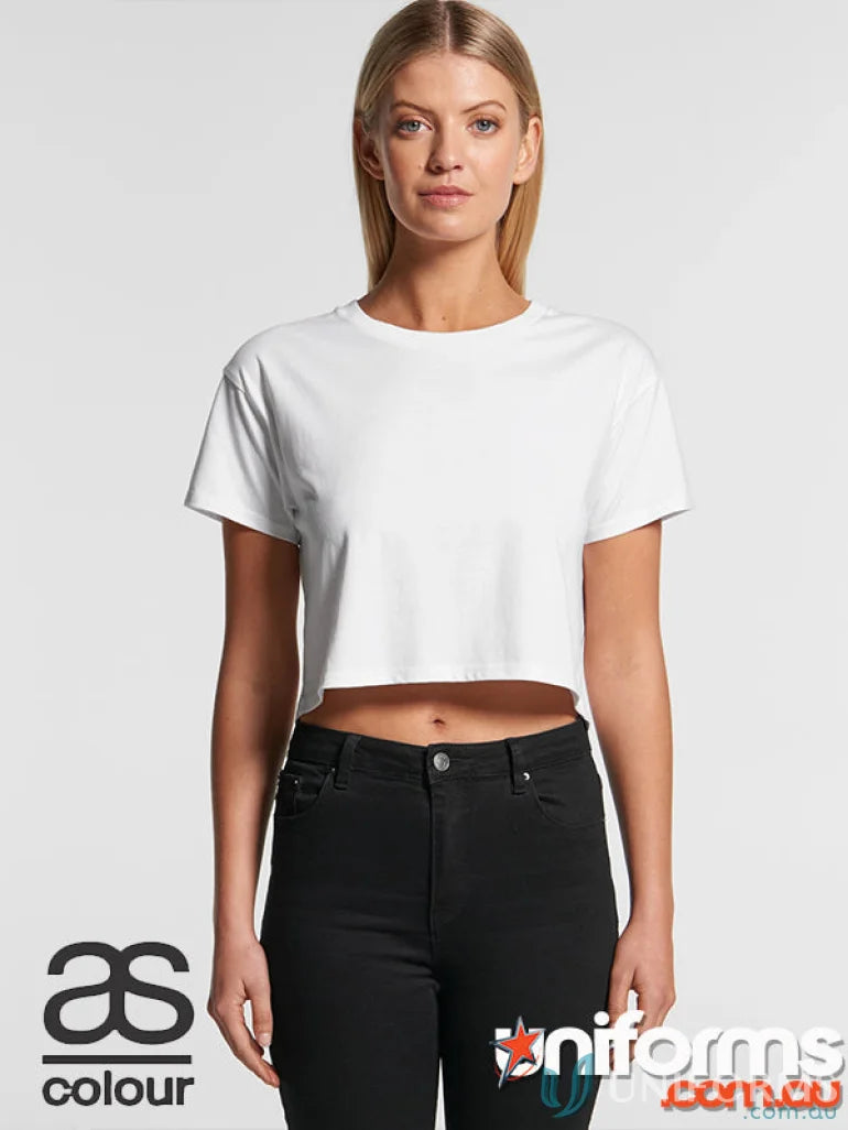 White cropped T-shirt from AS Crop Tee, perfect for workwear or bulk orders