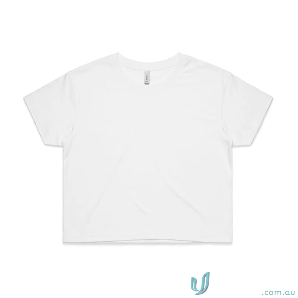 White crop top t-shirt from AS Crop Tee ideal for uniforms and workwear, minimum order available
